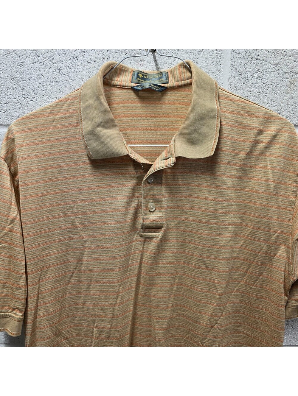 Descente Mens Polo  Beige Orange shirt XL 22x30